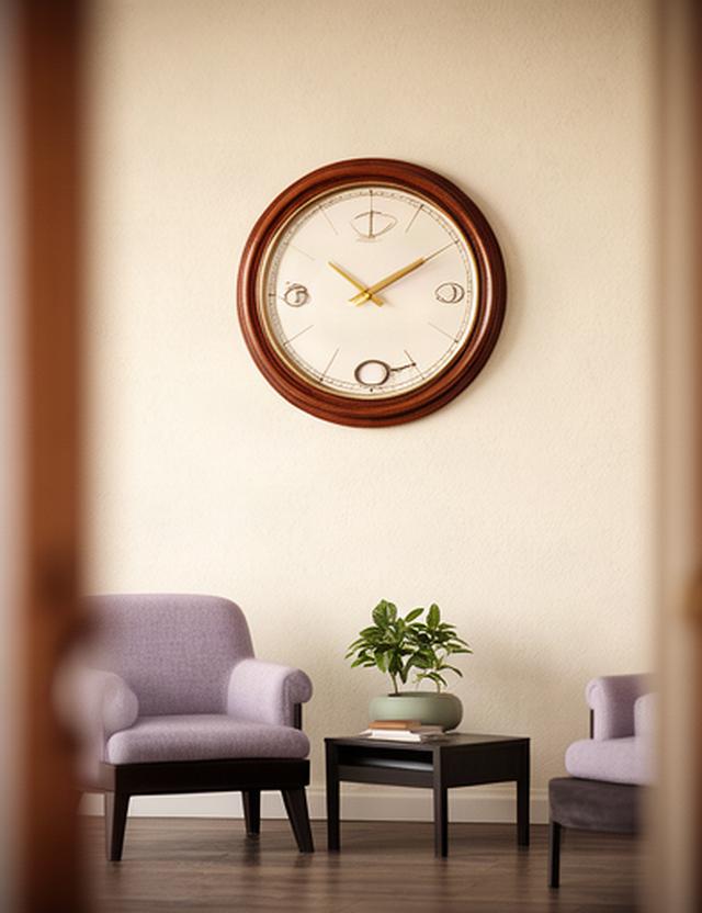 Reloj de pared en la recepción de un despacho jurídico acogedor