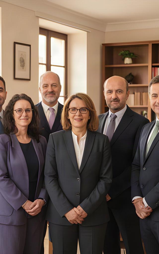 Equipo multidisciplinar de abogados reunido en el despacho de Villar, Asturias