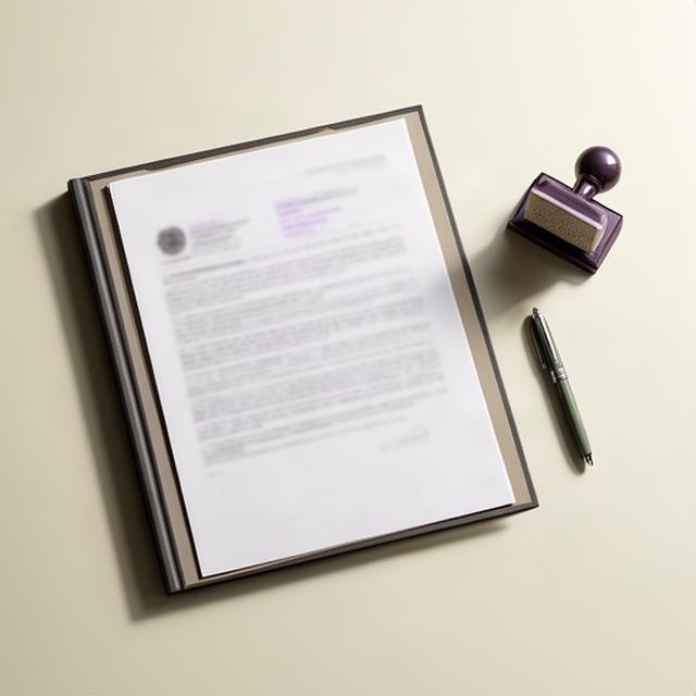 Carpeta con resolución administrativa junto a un sello oficial